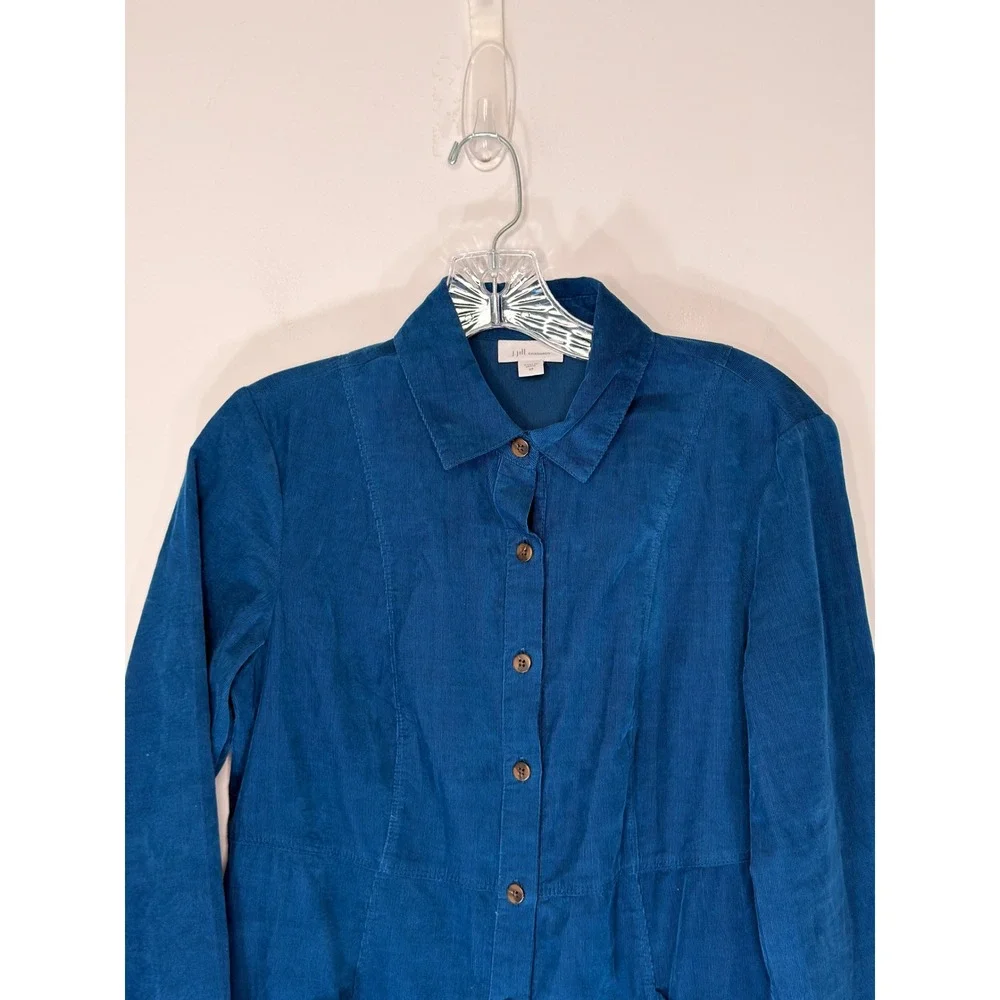 J. Jill Corduroy Dress Teal Long Sleeve‎ Festival Heritage Cabin Prairie XS